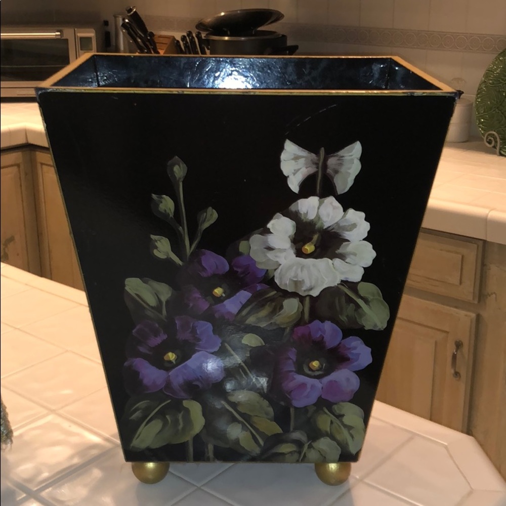 Vintage floral trash can